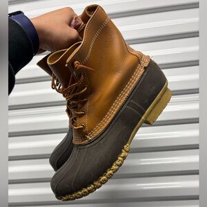 L.L. Bean Two-Tone Leather and Rubber Duck Boots - Tan/Brown